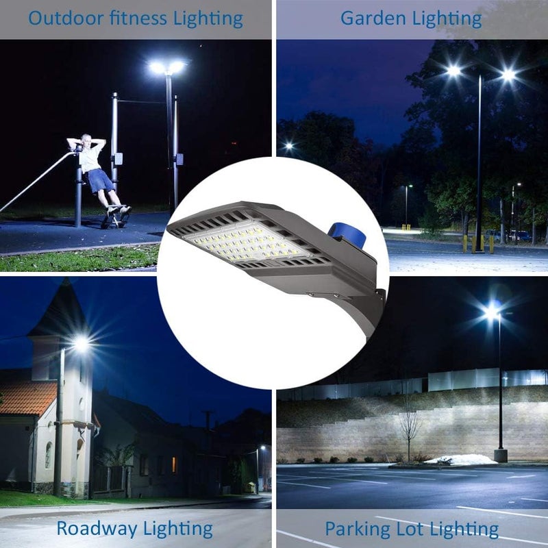 LEDMO LED Parking Lot Lighting 150W LED Shoebox Light Adjustable Street Light with Dusk to Dawn Photocell Slip Fitter 5000K Waterproof IP65 Commercial Outdoor Lighting for Yard Barn Garage Shop Patio - Image 5